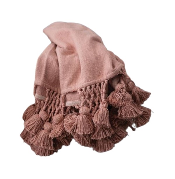 Woven Cotton Throw with Tassels