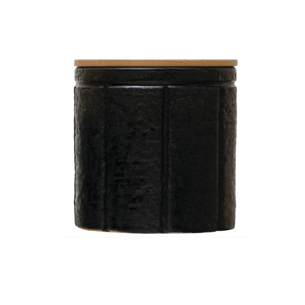 Black Stoneware Cannister with Lid