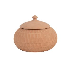 Carved Handmade Terracotta Jar with Lid