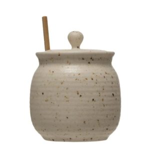 Honey Jar with Dipper and Lid