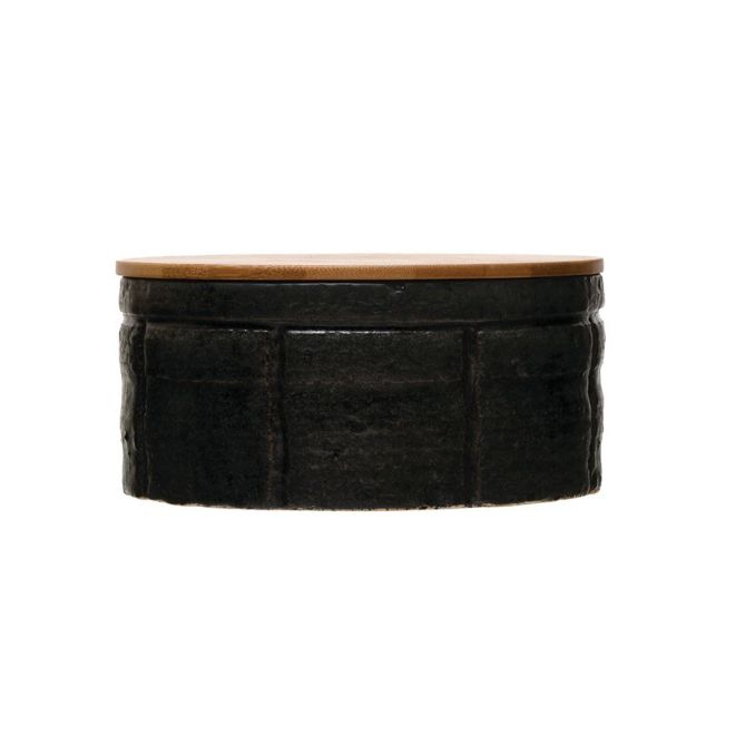 Black Stoneware Cannister with Lid - Image 2