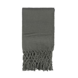 Woven Cotton Crochet and Fringe Throw