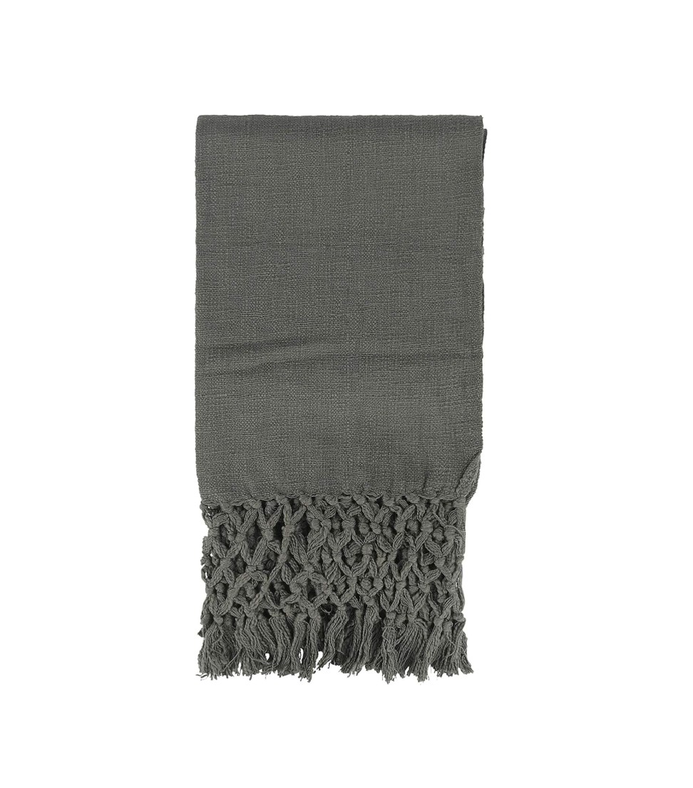 Woven Cotton Crochet and Fringe Throw